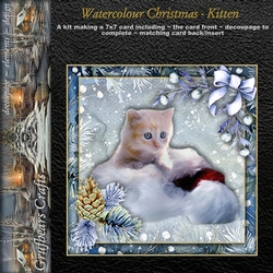 Watercolour Christmas - Kitten