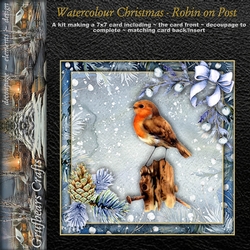 Watercolour Christmas - Robin on Post