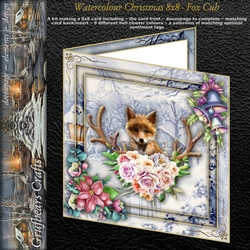 Watercolour Christmas 8x8 - Fox Cub