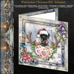 Watercolour Christmas 8x8 - Schnauser