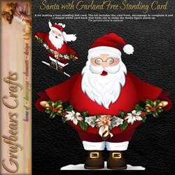 Santa with Garland Free Standing Card