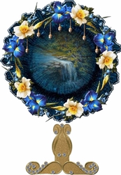 Waterfall scene plate card and stand