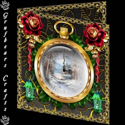 Christmas Time Fob Watch - Red rose