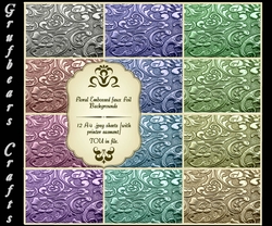 Floral Embossed faux foil background papers