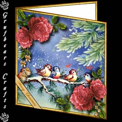 Christmas Roses - Robins