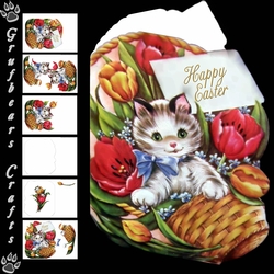 Easter Shaped Cards - Cat in Basket