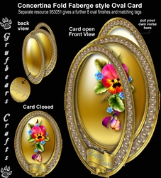 Concertina Fold Oval Card - Pansy