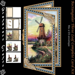 Rectangular three leaf complete card kit - Windmill at Sunset