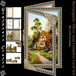 Rectangular three leaf complete card kit - Cottage on the lane