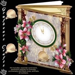 Glass and Brass Clock Card - Peruvian Lily