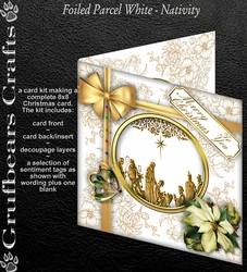 Foiled Parcel White - Nativity