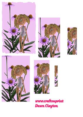 Toon Girl ,with Pink Flowers
