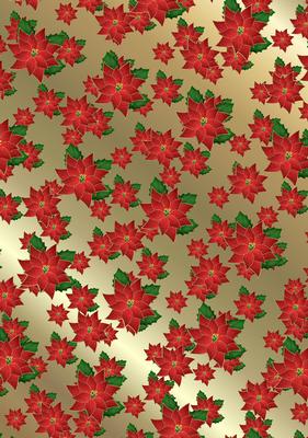 Christmas Poinsettias - Gold