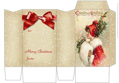 Christmas Gift Bag - Victorian Lady in Red