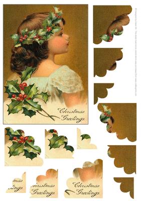 Christmas Holly - Vintage - Shell Corners