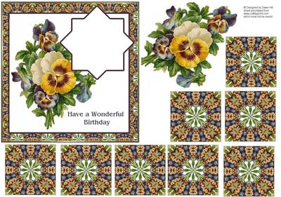 Vintage Pansy Card Front + Teabag Tile