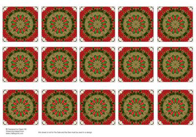Poinsettea & Christmas Baubles - Teabag Tiles