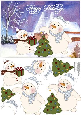 Happy Holidays - Snowman Decoupage