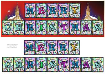 Stained Glass Merry Christmas - Dl