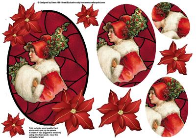 Christmas Vintage Victorian Lady Stain Glass