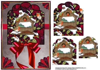 Art Deco Nouveau Stain Glass Robins