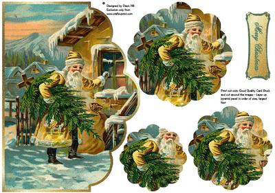 Vintage Scallop Topper & Pyramid - Santa Calling