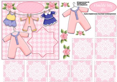 New Baby Girl - Teabag Tiles + Card Front