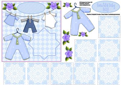 New Baby Boy - Teabag Tiles + Card Front