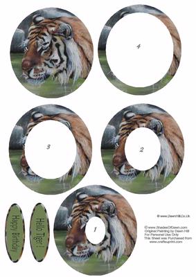 Hello Tiger Inverted Oval Pyramid Topper