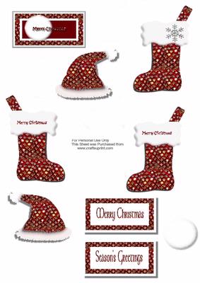 Santa's Hat and Stockings Christmas Toppers and Decoupage