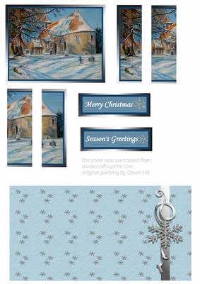 Christmas Church in Snow Side Panel Topper Sheet