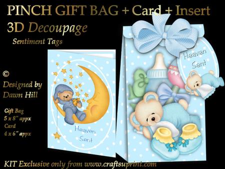 3D Pinch Bag + Card - Heaven Sent (baby Boy)