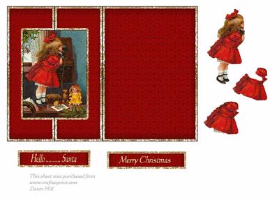 Hello  -  Santa  -  Decoupage Fold Back