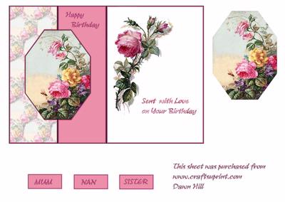 Vintage Roses Octagon Fold Back Card