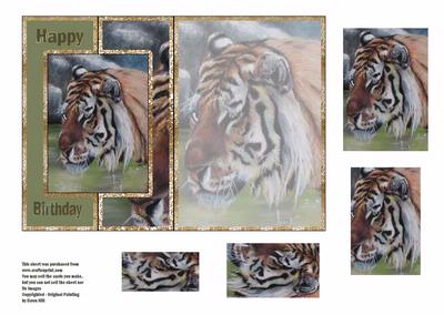 Hello Tiger - Foldback Card + Pyramid Topper