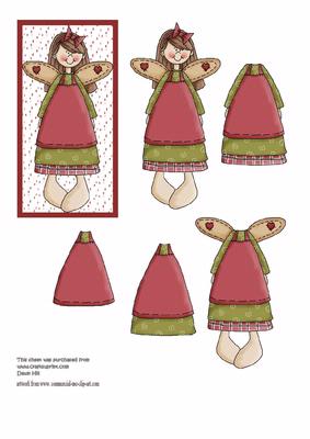 Cute Christmas Country Angel Decoupage Topper