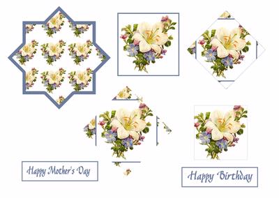 Floral Bouquet Diamonds & Squares Card Front Topper