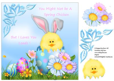 8 x 8" Humourous - Spring Chicken
