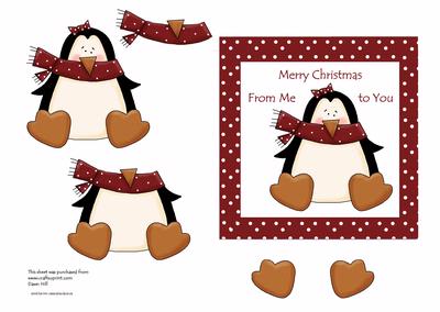 From Me to You - Penguin Card Front + Decoupage