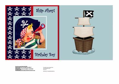Ship Ahoy - Childrens Pirate Foldback Card