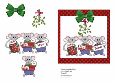 Merry Kiss Mouse - Card Front + Decoupage