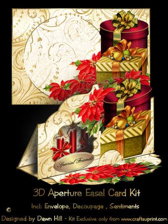 Poinsetteas & Presents - 3D Aperture Easel Card Kit