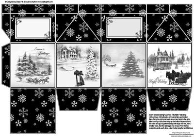 Milk Carton Gift Box - Black & White Christmas