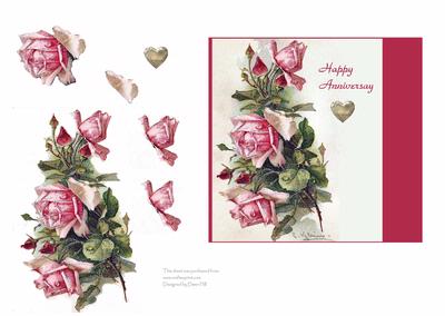 Anniversary Rose - Card Front + Decoupage