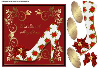 Card Front Topper / Wish Shoe a Merry Christmas (white)