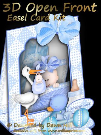3D Open Front Easel Kit - Precious Gift - It's a Boy