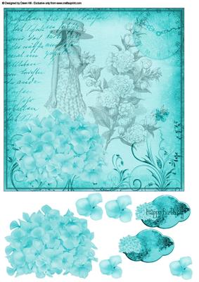 Girl in a Hat Monochrome - Baby Blue
