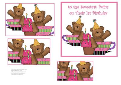 Teddygirls 1st Birthday - Twins