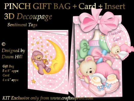 3D Pinch Bag + Card - Heaven Sent Baby Girl (teddy)