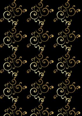 Black Gold Filigree Swirls Backing Paper